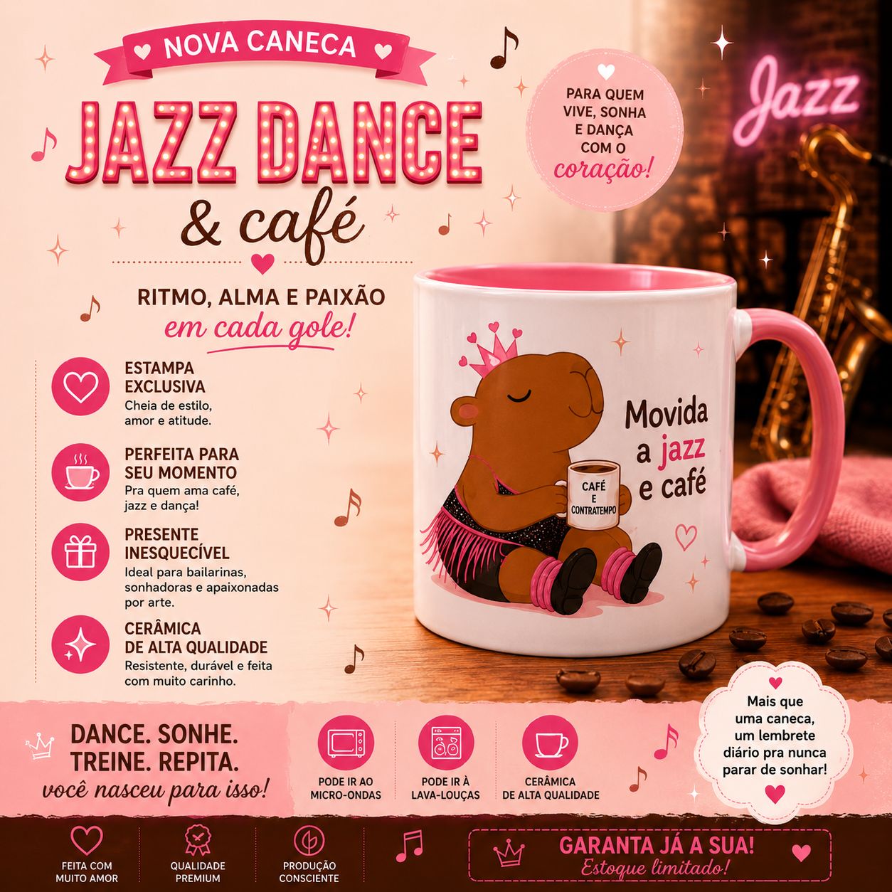 Caneca Movida a Jazz e Café
