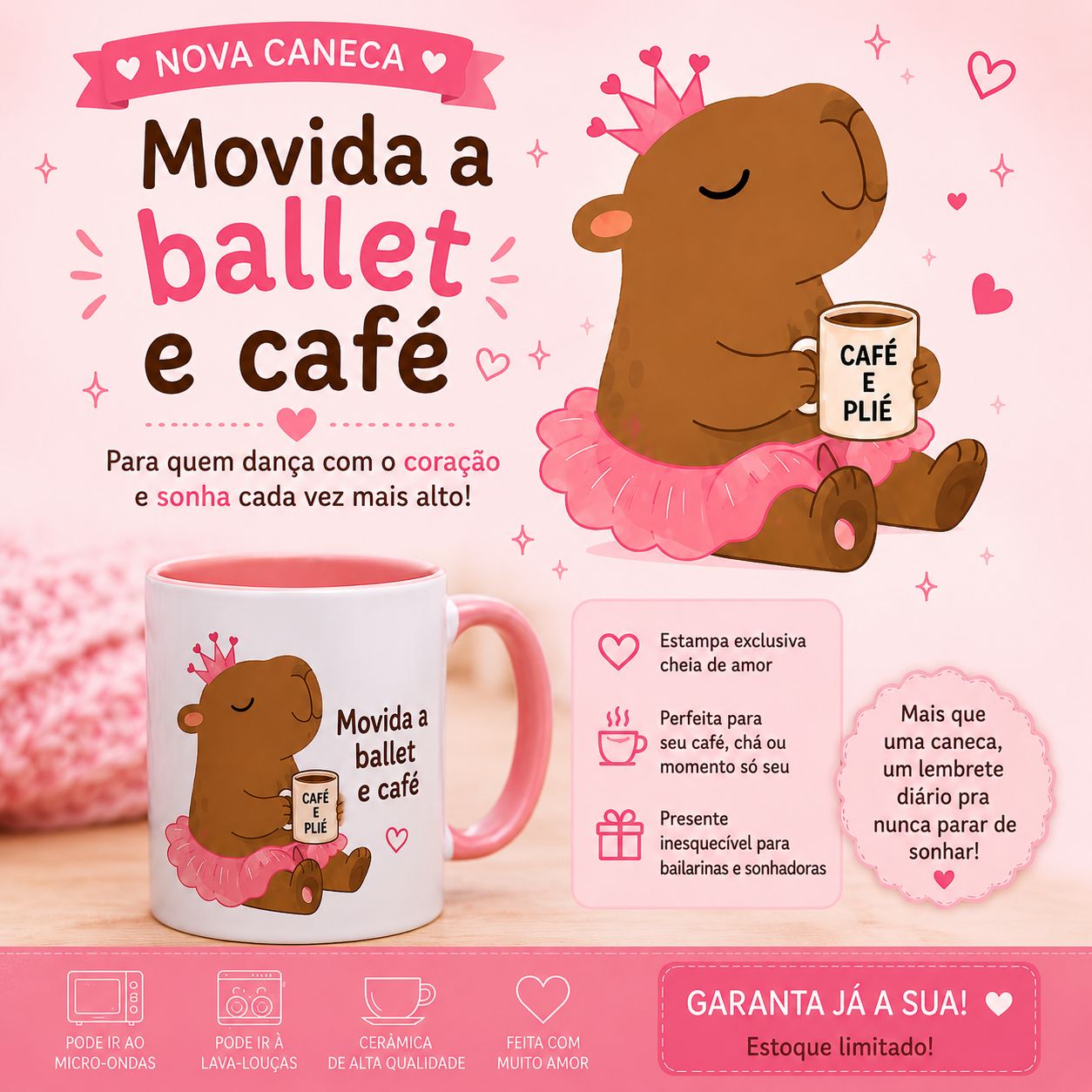 Caneca Movida a Ballet e Café